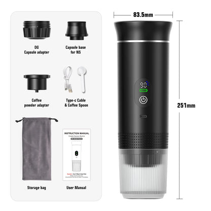 Harmony Home™ - 3-in-1 Portable Espresso Machine | Capsules & Ground Coffee